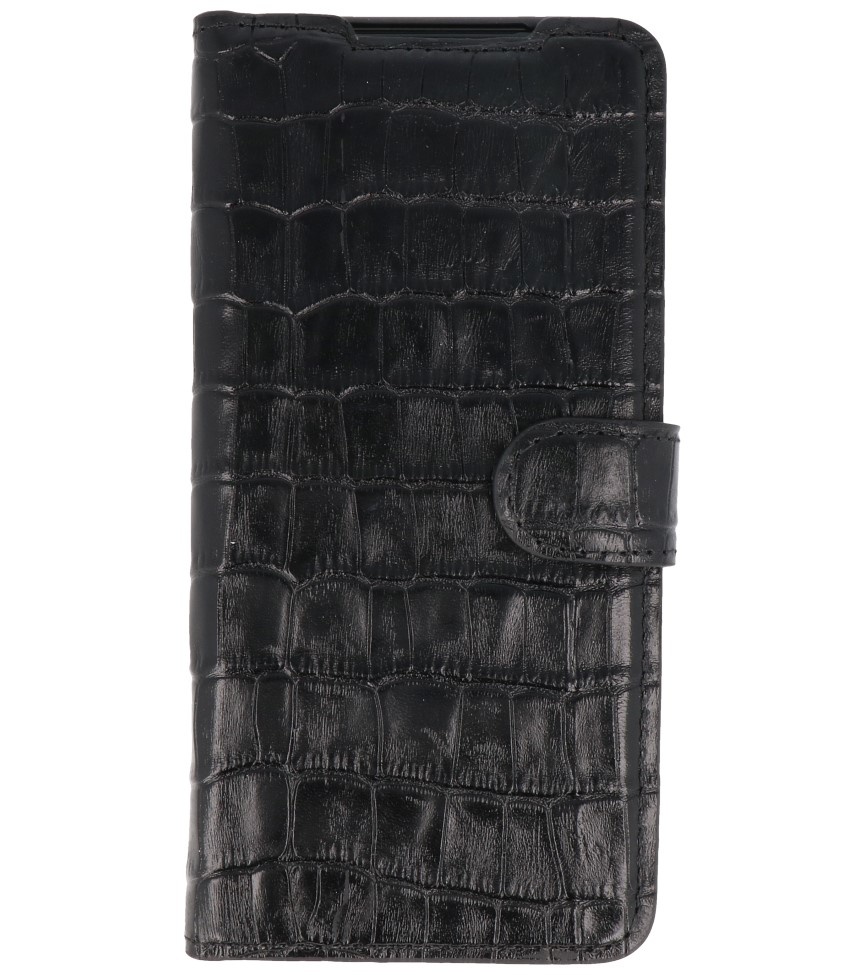 Funda de cuero hecha a mano de cocodrilo MF Samsung Galaxy S20 Ultra negro