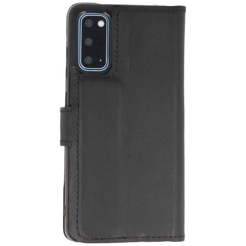 MF Handmade 2 en 1 Funda tipo libro de cuero para Samsung Galaxy S20 Negro