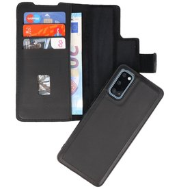 Custodia a libro in pelle MF fatta a mano 2 in 1 per Samsung Galaxy S20 nera