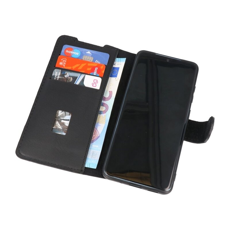 MF Handmade 2 en 1 Funda tipo libro de cuero para Samsung Galaxy S20 Negro