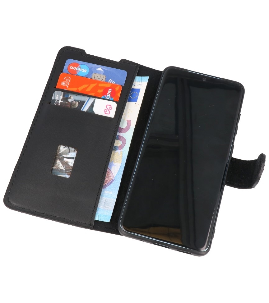 Custodia a libro in pelle MF fatta a mano 2 in 1 per Samsung Galaxy S20 nera