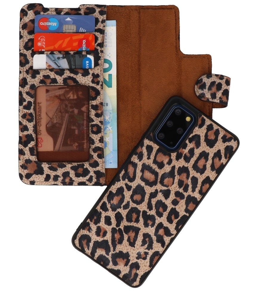 Leopard 2 en 1 Funda de cuero tipo libro para Samsung Galaxy S20 Plus