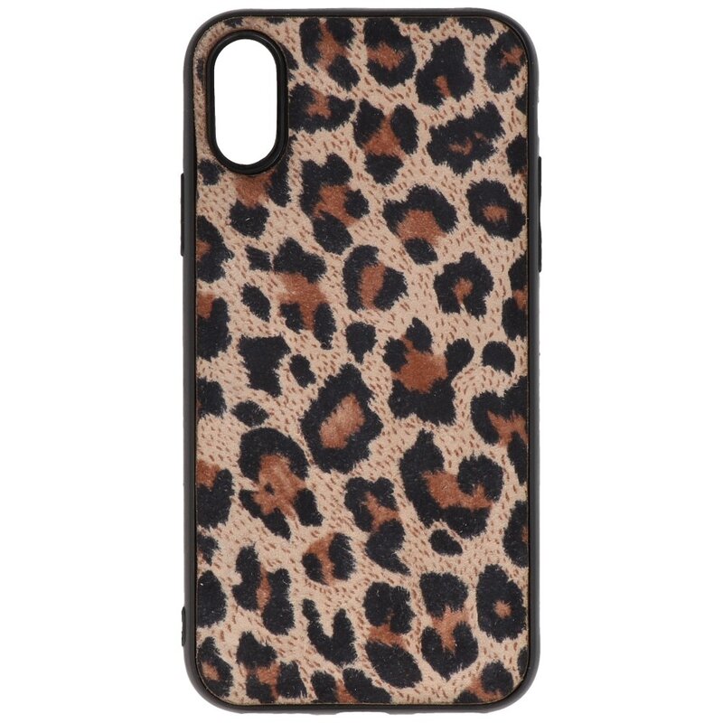 Coque arrière en cuir léopard pour iPhone X / iPhone Xs