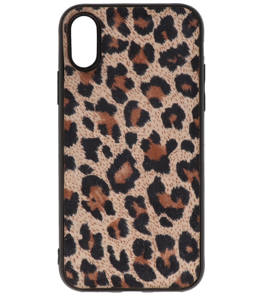 Funda trasera de cuero de leopardo para iPhone X / iPhone Xs