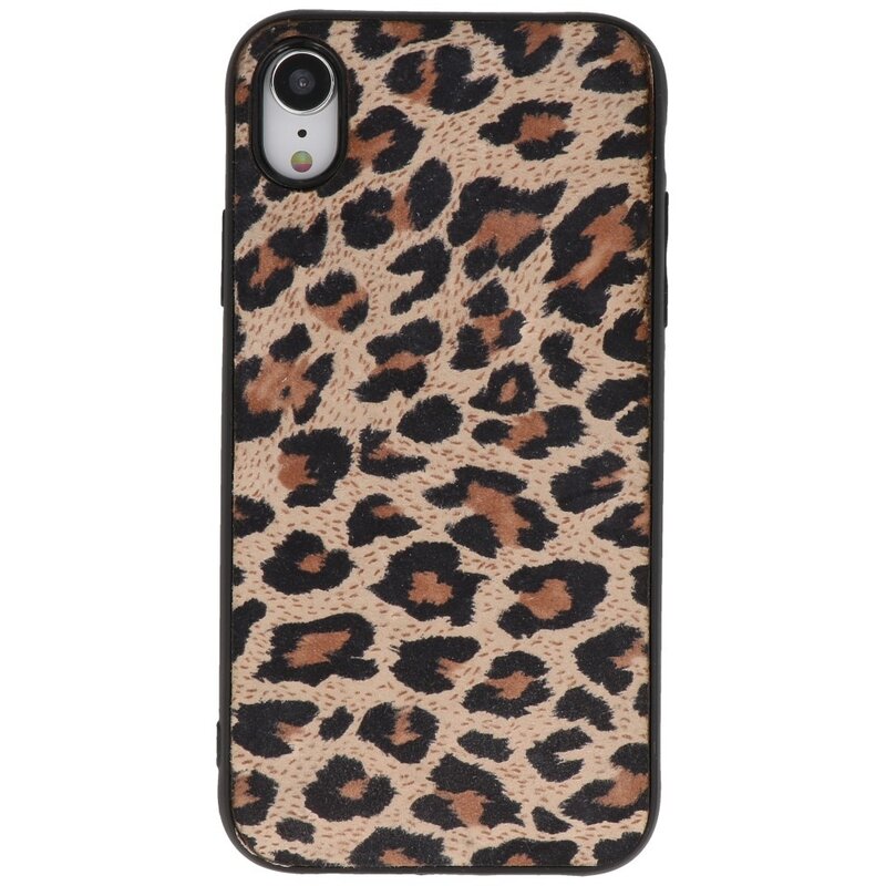 Coque arrière en cuir léopard pour iPhone XR
