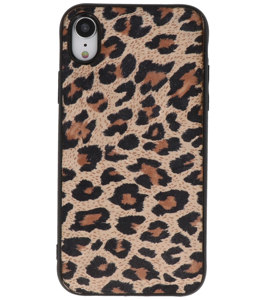 Funda trasera de piel de leopardo para iPhone XR