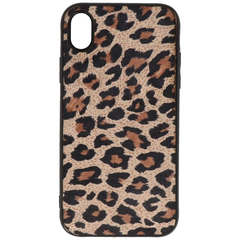 Coque arrière en cuir léopard pour iPhone XR