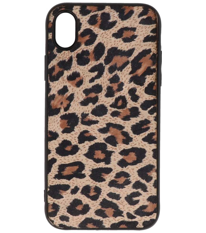 Funda trasera de piel de leopardo para iPhone XR