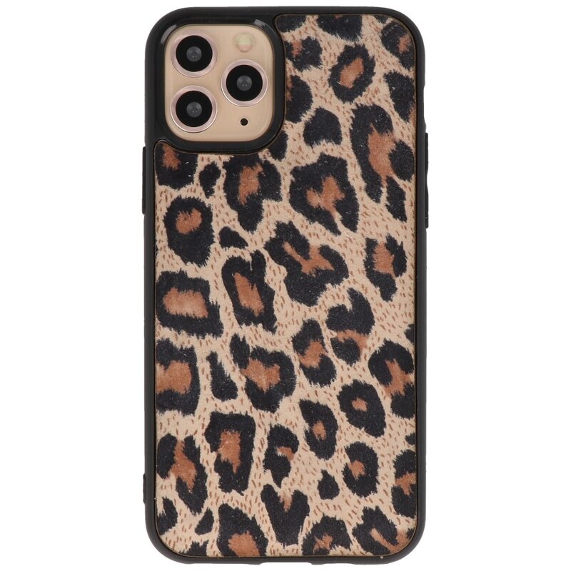 Coque arrière en cuir léopard pour iPhone 11 Pro