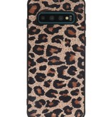 Cubierta trasera de cuero de leopardo para Samsung Galaxy S10