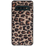 Luipaard Leer Back Cover voor Samsung Galaxy S10