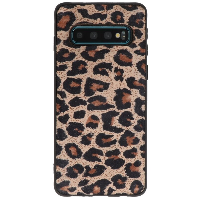 Luipaard Leer Back Cover voor Samsung Galaxy S10