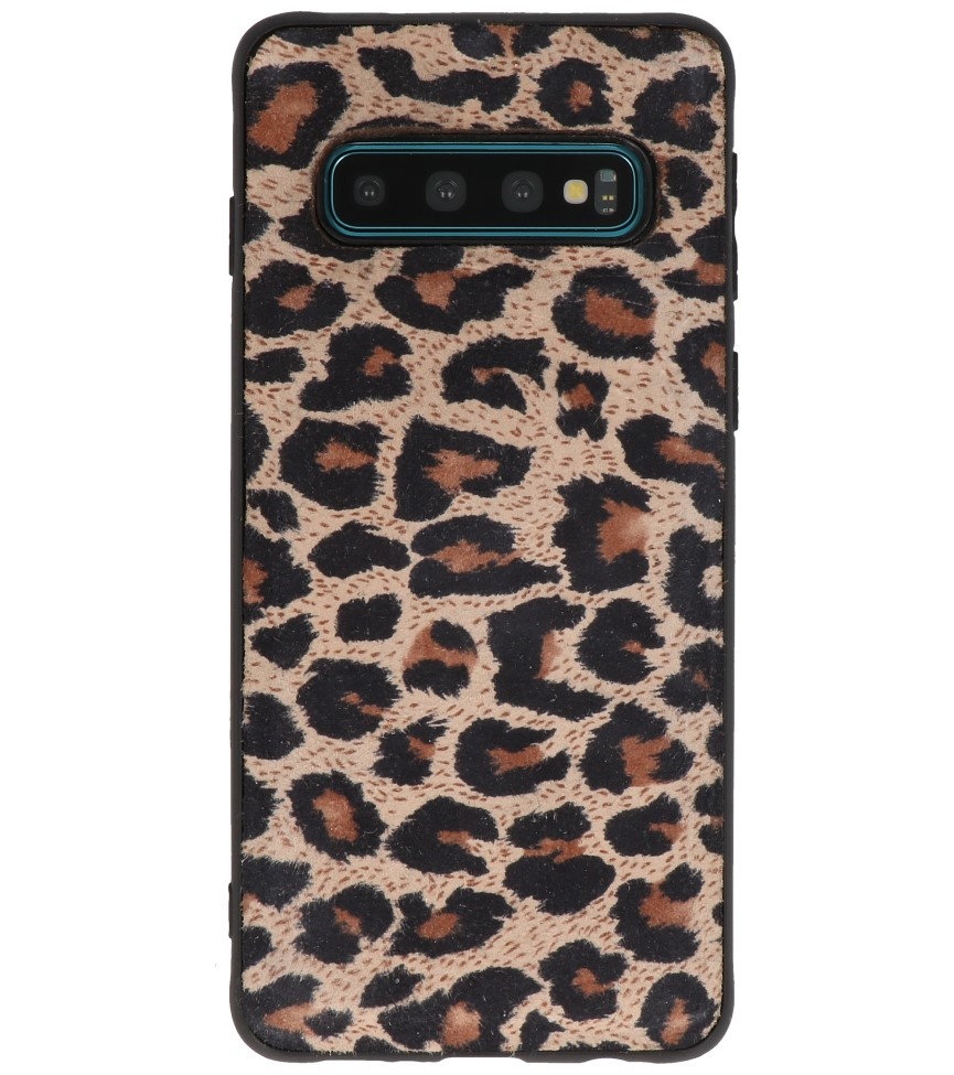 Cubierta trasera de cuero de leopardo para Samsung Galaxy S10