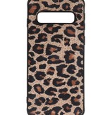 Coque arrière en cuir léopard pour Samsung Galaxy S10
