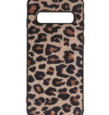 Cubierta trasera de cuero de leopardo para Samsung Galaxy S10