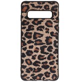 Luipaard Leer Back Cover voor Samsung Galaxy S10