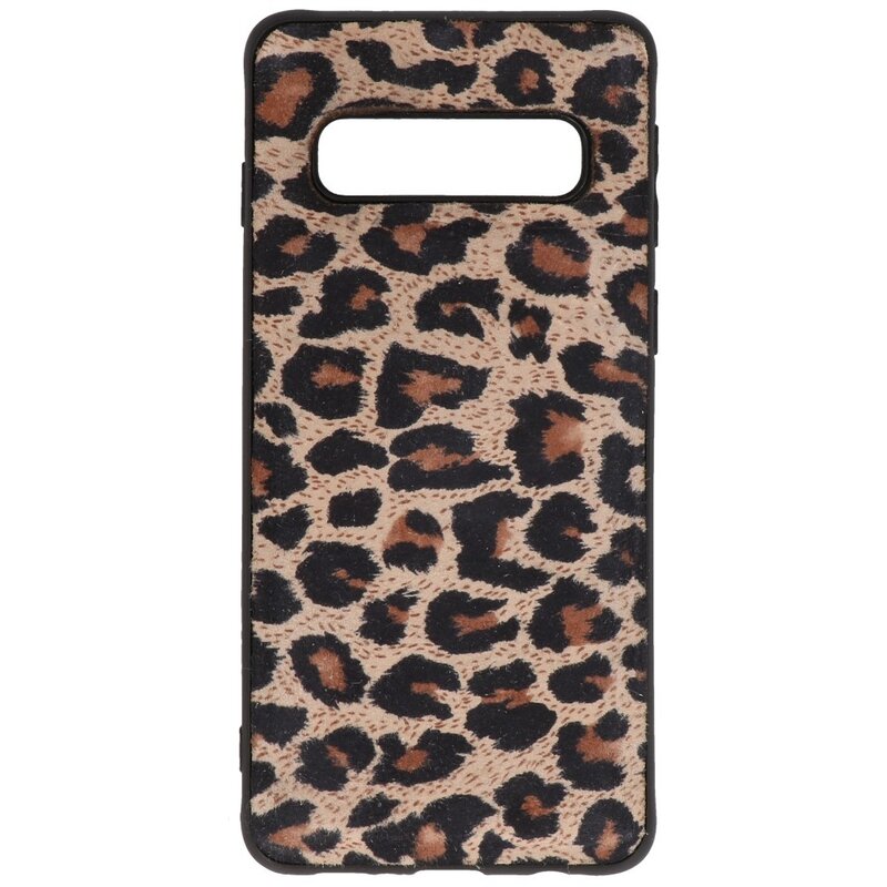 Coque arrière en cuir léopard pour Samsung Galaxy S10