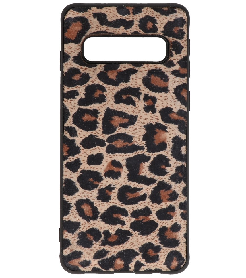 Cubierta trasera de cuero de leopardo para Samsung Galaxy S10