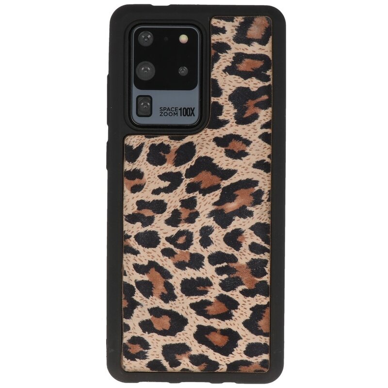 Cubierta trasera de cuero de leopardo para Samsung Galaxy S20 Ultra