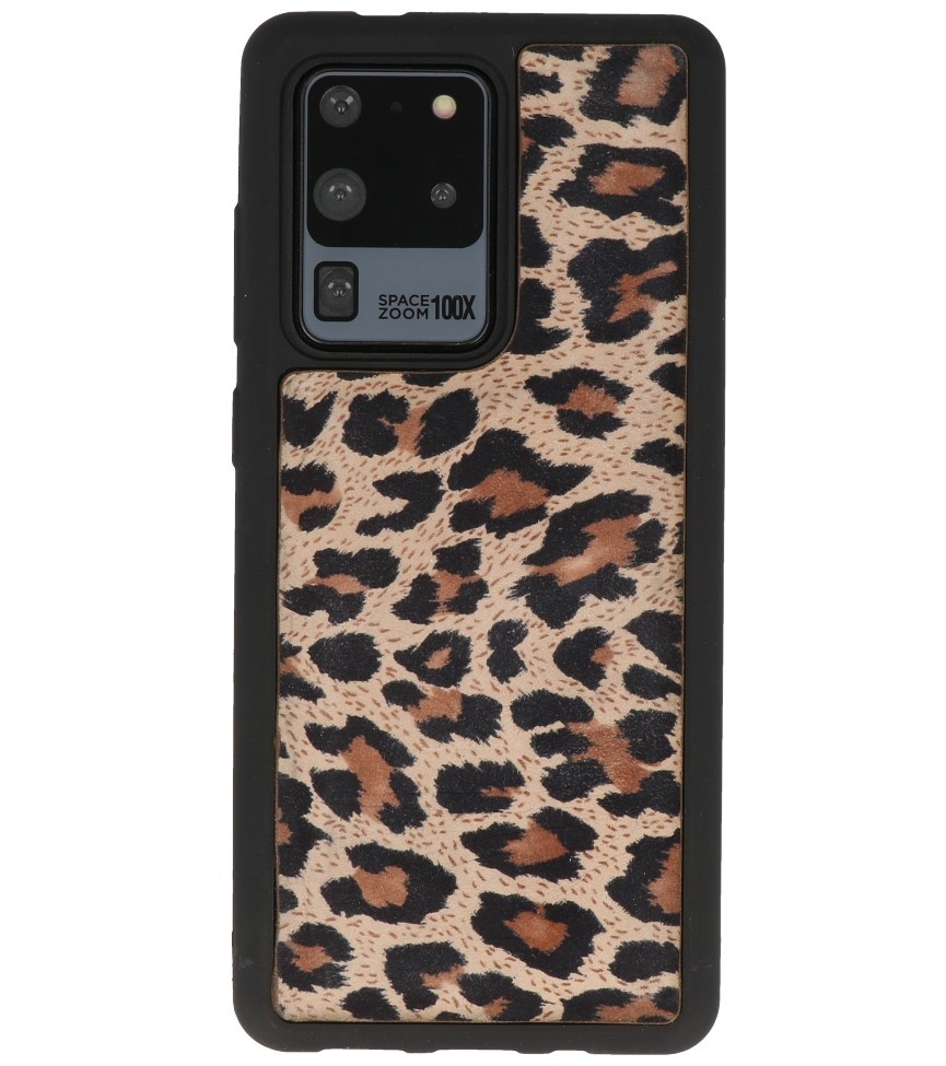 Cubierta trasera de cuero de leopardo para Samsung Galaxy S20 Ultra