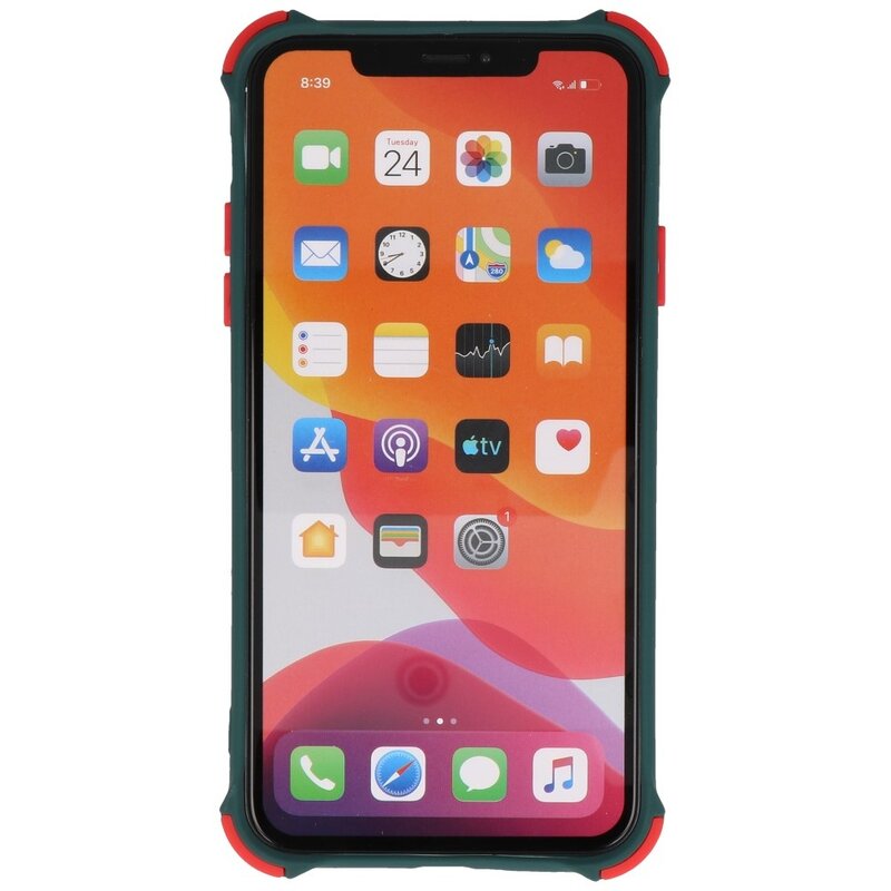 Custodia rigida per combinazione di colori resistente agli urti iPhone 11 Pro Max verde scuro