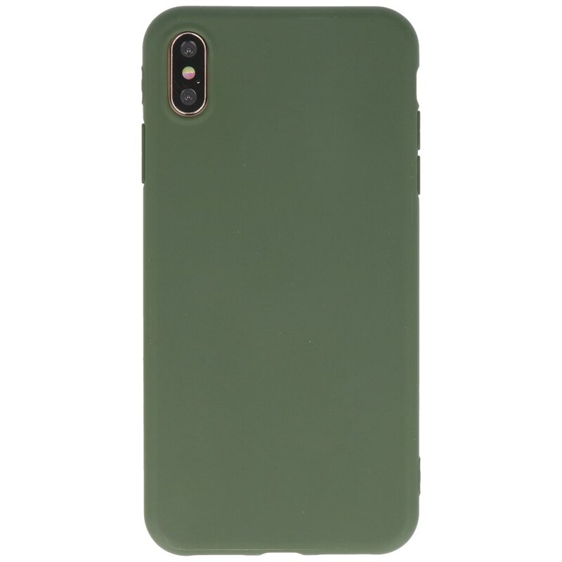 Premium farve TPU taske til iPhone Xs Max mørkegrøn