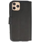 Custodia a libro in pelle MF fatta a mano per iPhone 11 Pro Max nera