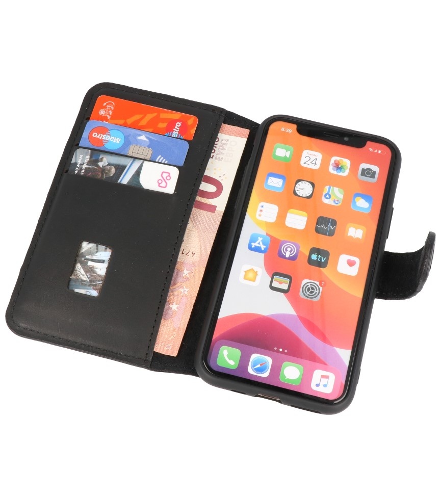 Funda de cuero hecha a mano MF Bookstyle iPhone 11 Pro Max negro