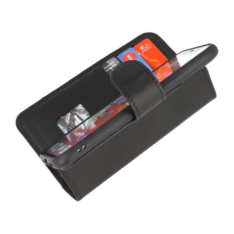 Custodia a libro in pelle MF fatta a mano per iPhone 11 Pro Max nera