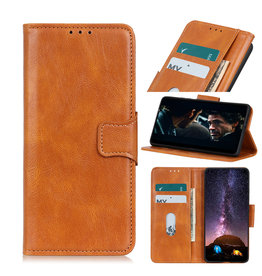 Tirez le style de livre en cuir PU pour Samsung Galaxy S20 Marron