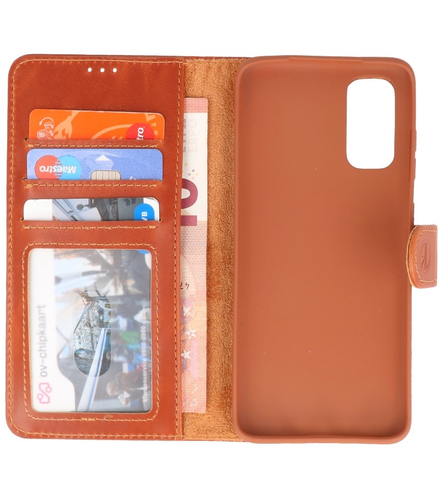 Rico Vitello Genuine Leather Book Type Case for Samsung Galaxy 20 Brown
