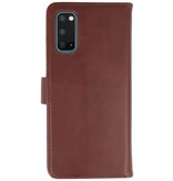 Rico Vitello Funda tipo libro de cuero genuino para Samsung Galaxy 20 Mocca