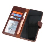 Rico Vitello Funda tipo libro de cuero genuino para Samsung Galaxy 20 Mocca