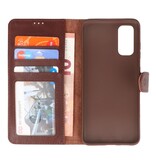 Rico Vitello Funda tipo libro de cuero genuino para Samsung Galaxy 20 Mocca