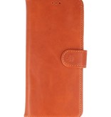 Rico Vitello Funda tipo libro de cuero genuino para Samsung Galaxy 20 Plus Marrón