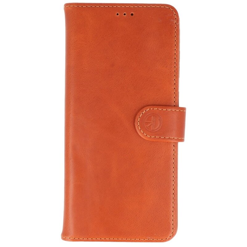 Rico Vitello Funda tipo libro de cuero genuino para Samsung Galaxy 20 Plus Marrón