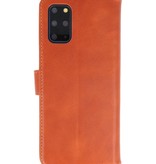 Rico Vitello Funda tipo libro de cuero genuino para Samsung Galaxy 20 Plus Marrón