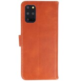 Rico Vitello Funda tipo libro de cuero genuino para Samsung Galaxy 20 Plus Marrón