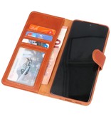 Rico Vitello Funda tipo libro de cuero genuino para Samsung Galaxy 20 Plus Marrón