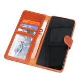 Rico Vitello Funda tipo libro de cuero genuino para Samsung Galaxy 20 Plus Marrón