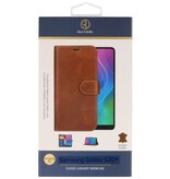 Rico Vitello Funda tipo libro de cuero genuino para Samsung Galaxy 20 Plus Marrón