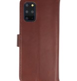 Rico Vitello Funda tipo libro de cuero genuino para Samsung Galaxy 20 Plus Mocca