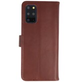 Rico Vitello Funda tipo libro de cuero genuino para Samsung Galaxy 20 Plus Mocca
