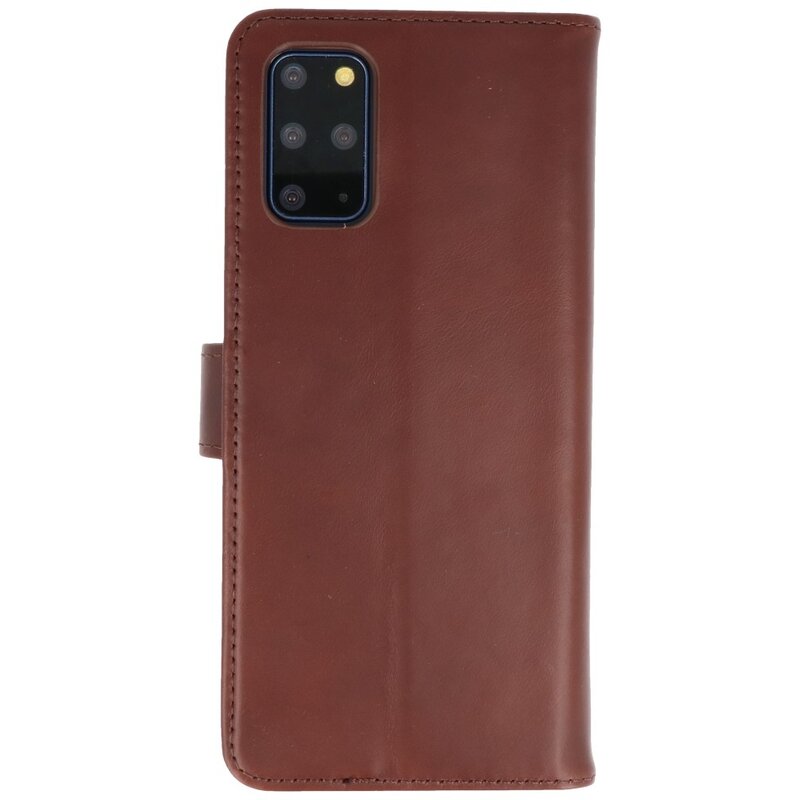 Rico Vitello Funda tipo libro de cuero genuino para Samsung Galaxy 20 Plus Mocca