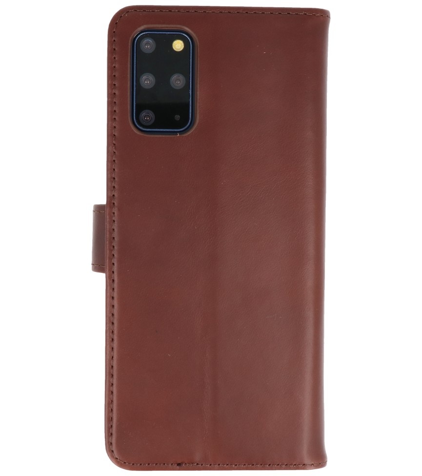 Rico Vitello Funda tipo libro de cuero genuino para Samsung Galaxy 20 Plus Mocca