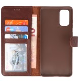 Rico Vitello Funda tipo libro de cuero genuino para Samsung Galaxy 20 Plus Mocca