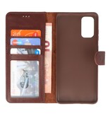 Rico Vitello Funda tipo libro de cuero genuino para Samsung Galaxy 20 Plus Mocca