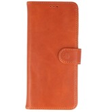 Rico Vitello Funda tipo libro de cuero genuino para Samsung Galaxy 20 Ultra Marrón