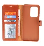 Rico Vitello Funda tipo libro de cuero genuino para Samsung Galaxy 20 Ultra Marrón