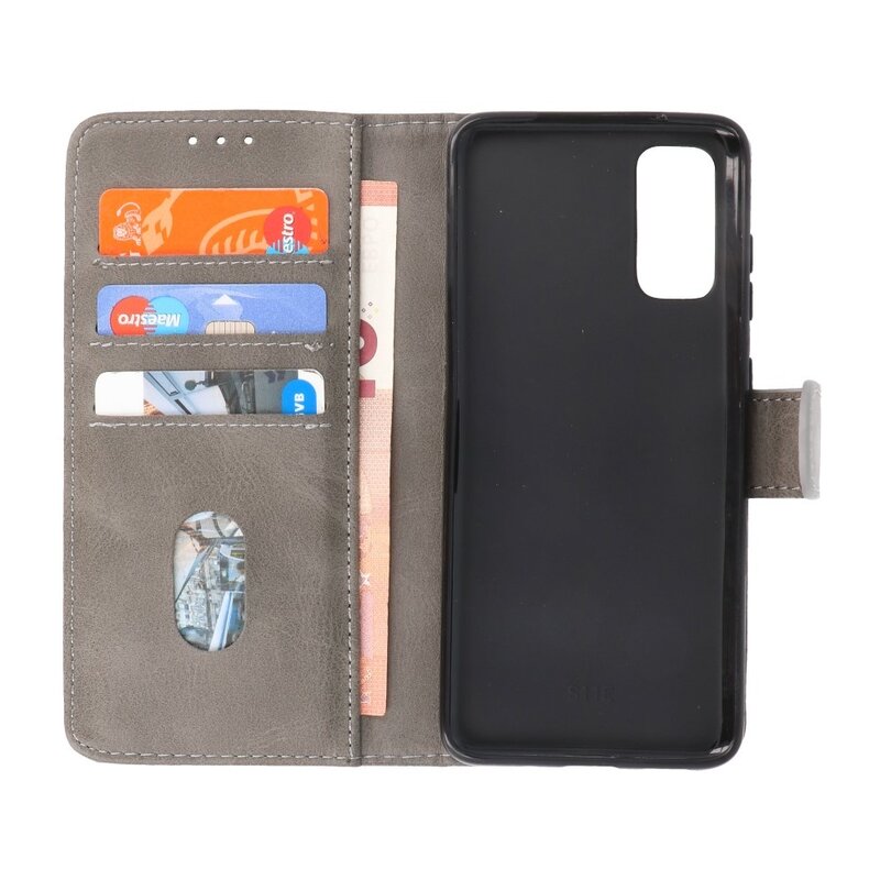 Bookstyle Wallet Cases Hoesje voor Samsung Galaxy S20 Grijs